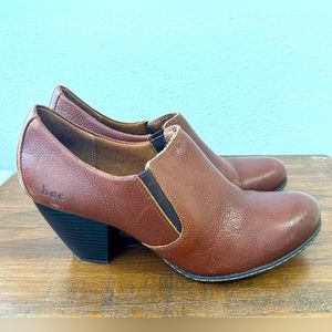 B.O.C Born Concept Women's Ankle Booties Brown Leather Block Heel Size 9/40.5